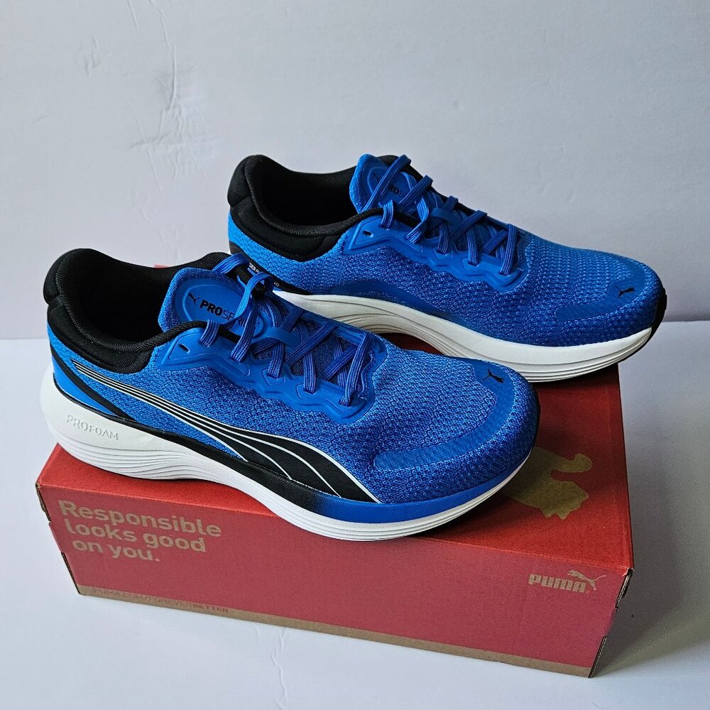 Puma Scend Pro Blue and Black Lace Up Running Sneakers Mens Size 9.5